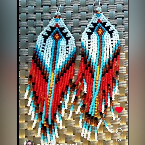 Eye Gotcha Covered Handmade Fringe Earrings Southwest Inspired Glass Seed Beads - Picture 1 of 5
